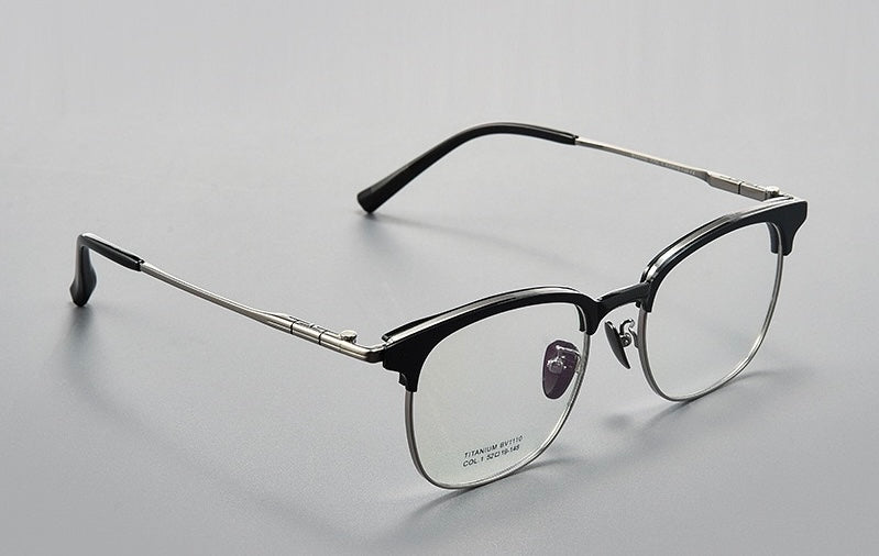 BV1110 Titanium Acetate Browline Eyeglasses β Unisex Retro Square Frame