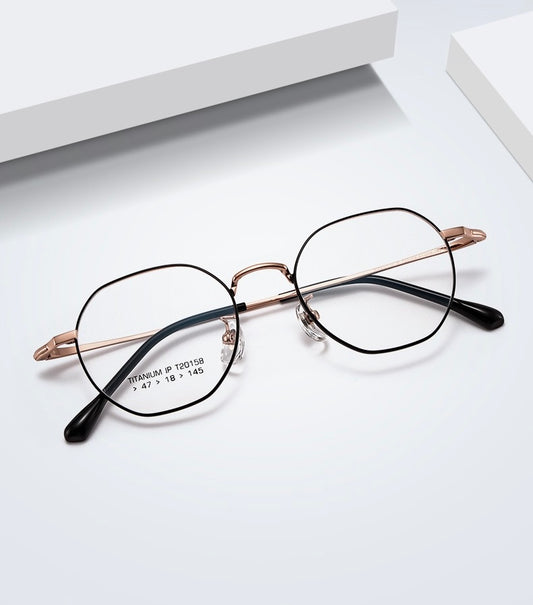 Model T20158 | 8.5g | Unisex -Premium Pure Titanium Lightweight Round Eyeglasses Frame