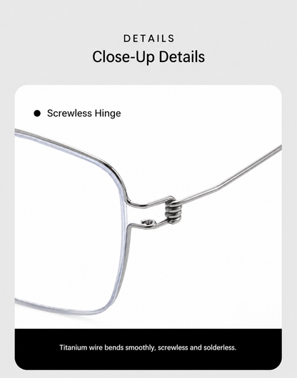 HYD0175Y Pure Titanium Screwless Eyeglasses – Lightweight Geometric Optical Frame