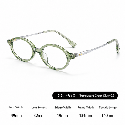 GG-F570 Lightweight Round TR & Titanium Eyeglasses – 49mm Unisex Optical Frame