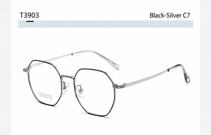 T3903 Lightweight Geometric β-Titanium Eyeglasses – 50mm