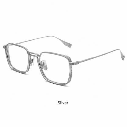 DTX125S Pure Titanium Square Eyeglasses – Lightweight Vintage Metal Frame | 2 Sizes
