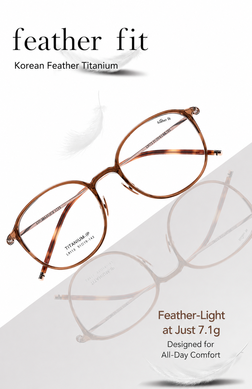 L9113Y Lightweight Titanium Round Prescription Eyeglasses