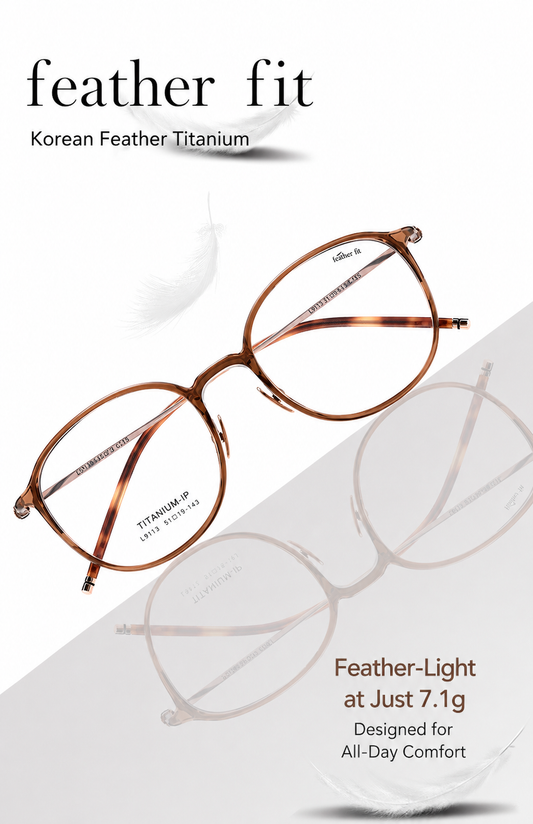 L9113Y Lightweight Titanium Round Prescription Eyeglasses