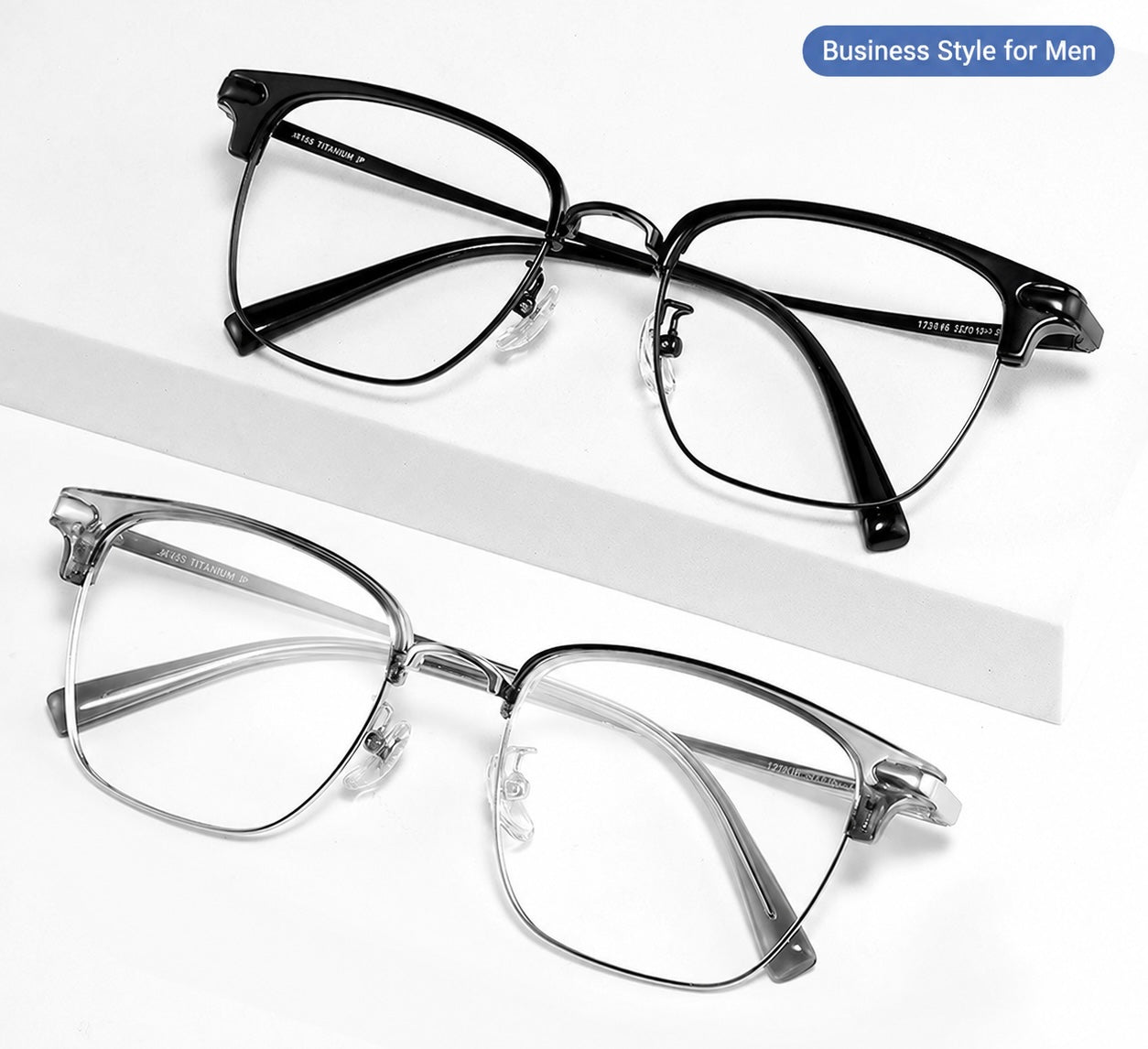122616Y Lightweight Half Titanium Rectangle Eyeglasses – Unisex