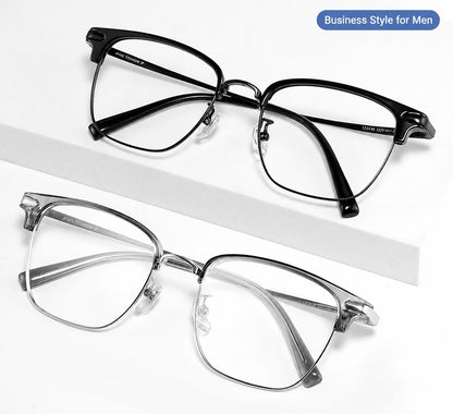 122616Y Lightweight Half Titanium Rectangle Eyeglasses – Unisex