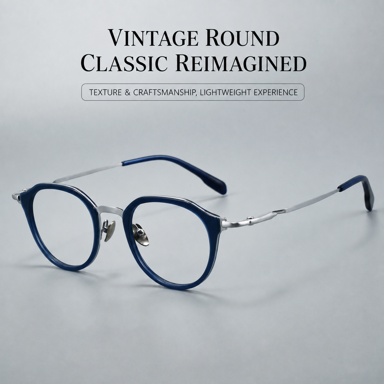 M80910S Lightweight Round Eyeglasses – TR & Titanium Combination Frame