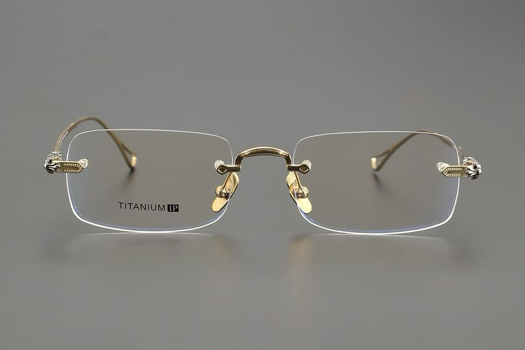 CH2072 Rimless Rectangle Titanium Optical Glasses – Unisex Lightweight Frame