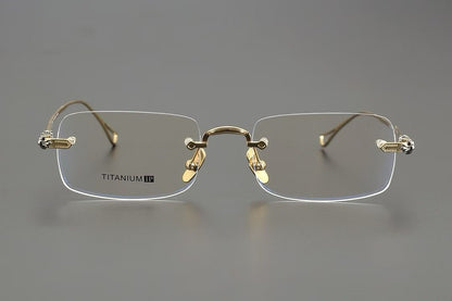 CH2072 Rimless Rectangle Titanium Optical Glasses – Unisex Lightweight Frame
