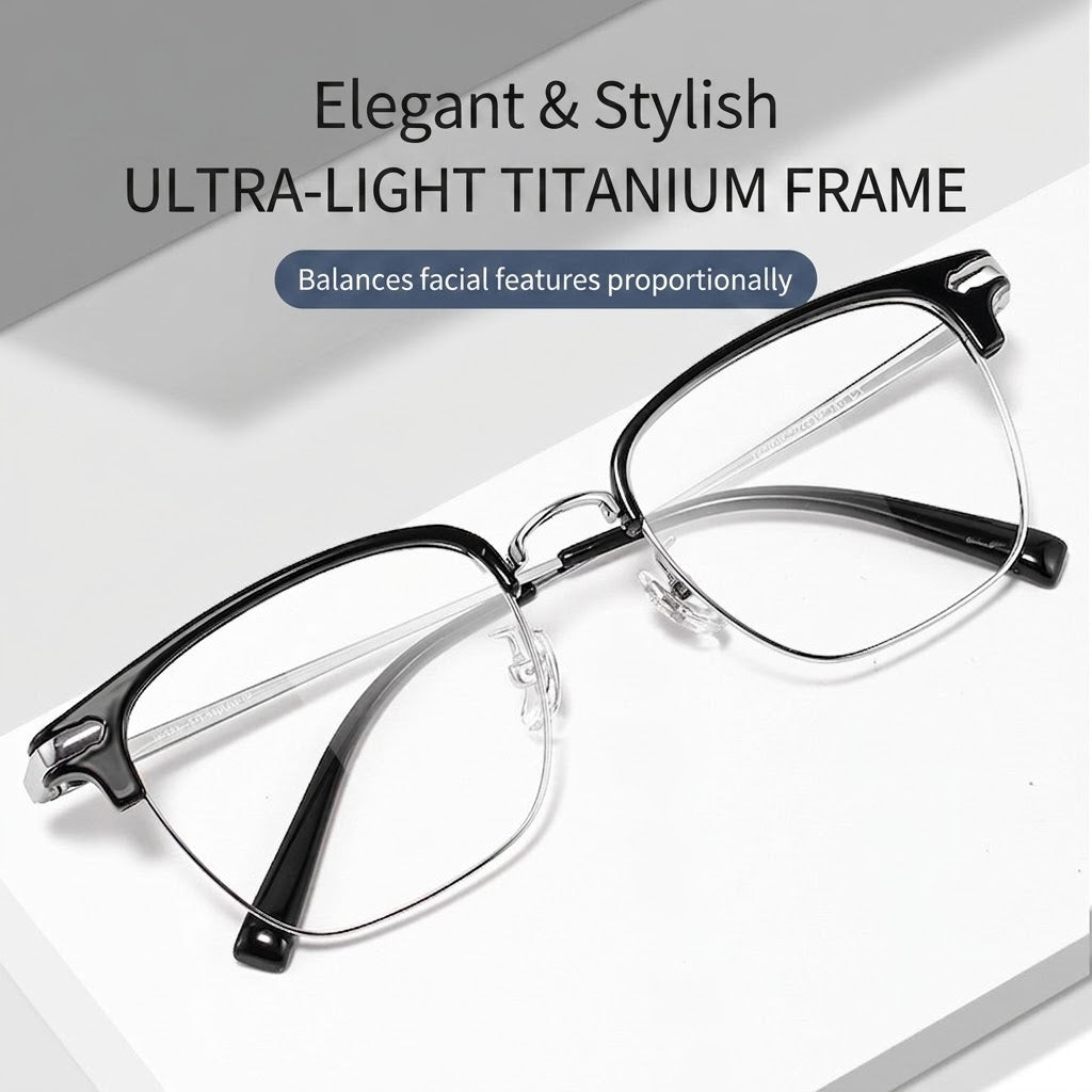 122616Y Lightweight Half Titanium Rectangle Eyeglasses – Unisex