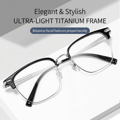 122616Y Lightweight Half Titanium Rectangle Eyeglasses – Unisex