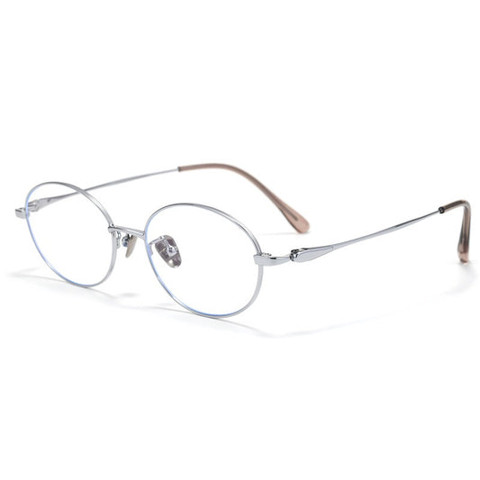 PT08165 Lightweight Titanium Oval Eyeglasses – Unisex 52mm Metal Frame