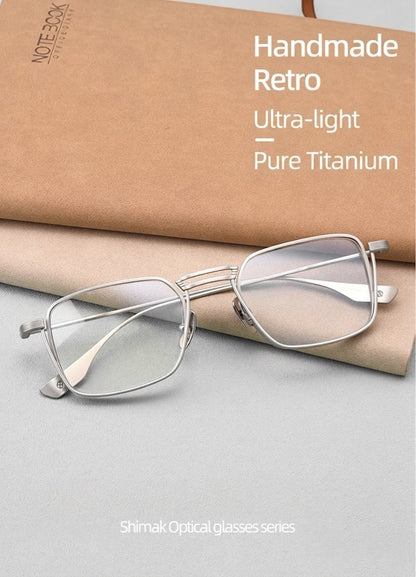 DTX125S Pure Titanium Square Eyeglasses – Lightweight Vintage Metal Frame | 2 Sizes