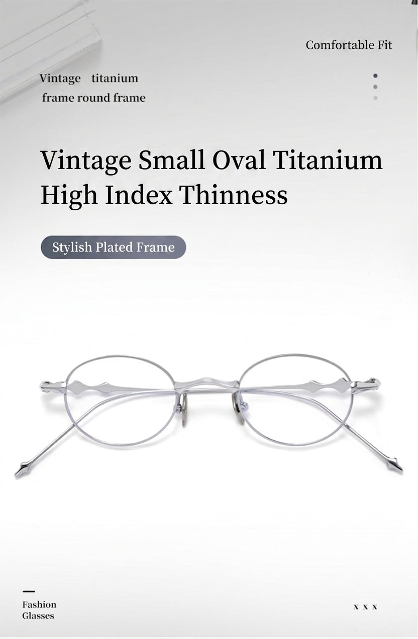 20899Y Oval Titanium & Metal Eyeglasses – 43mm Small Blue Light Glasses