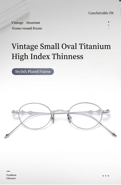 20899Y Oval Titanium & Metal Eyeglasses – 43mm Small Blue Light Glasses