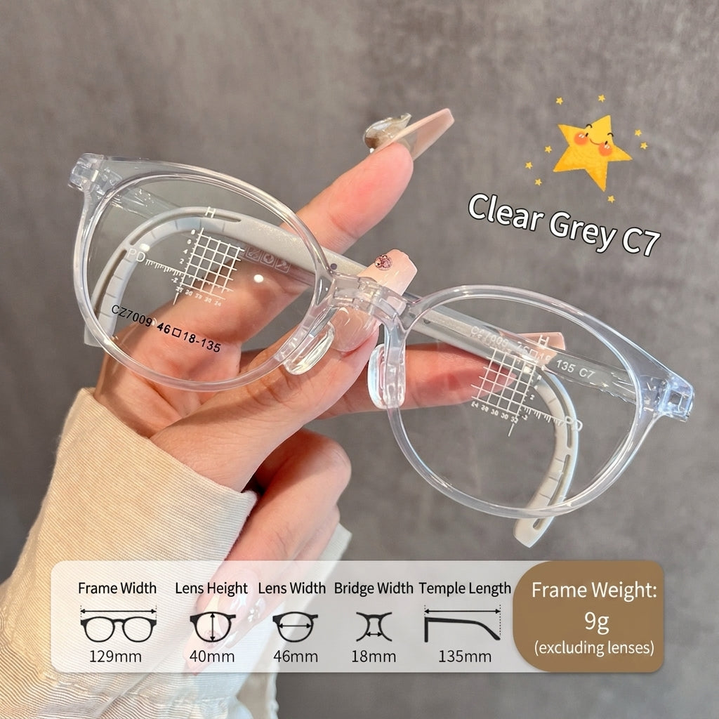 CZ7009ET Kids Round Eyeglasses – Lightweight Flexible TR Children’s Glasses | 46mm
