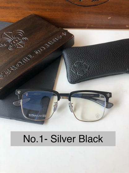 CH8084 Titanium Browline Square Optical Glasses – Unisex 54-19-150