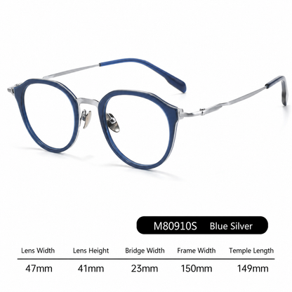 M80910S Lightweight Round Eyeglasses – TR & Titanium Combination Frame