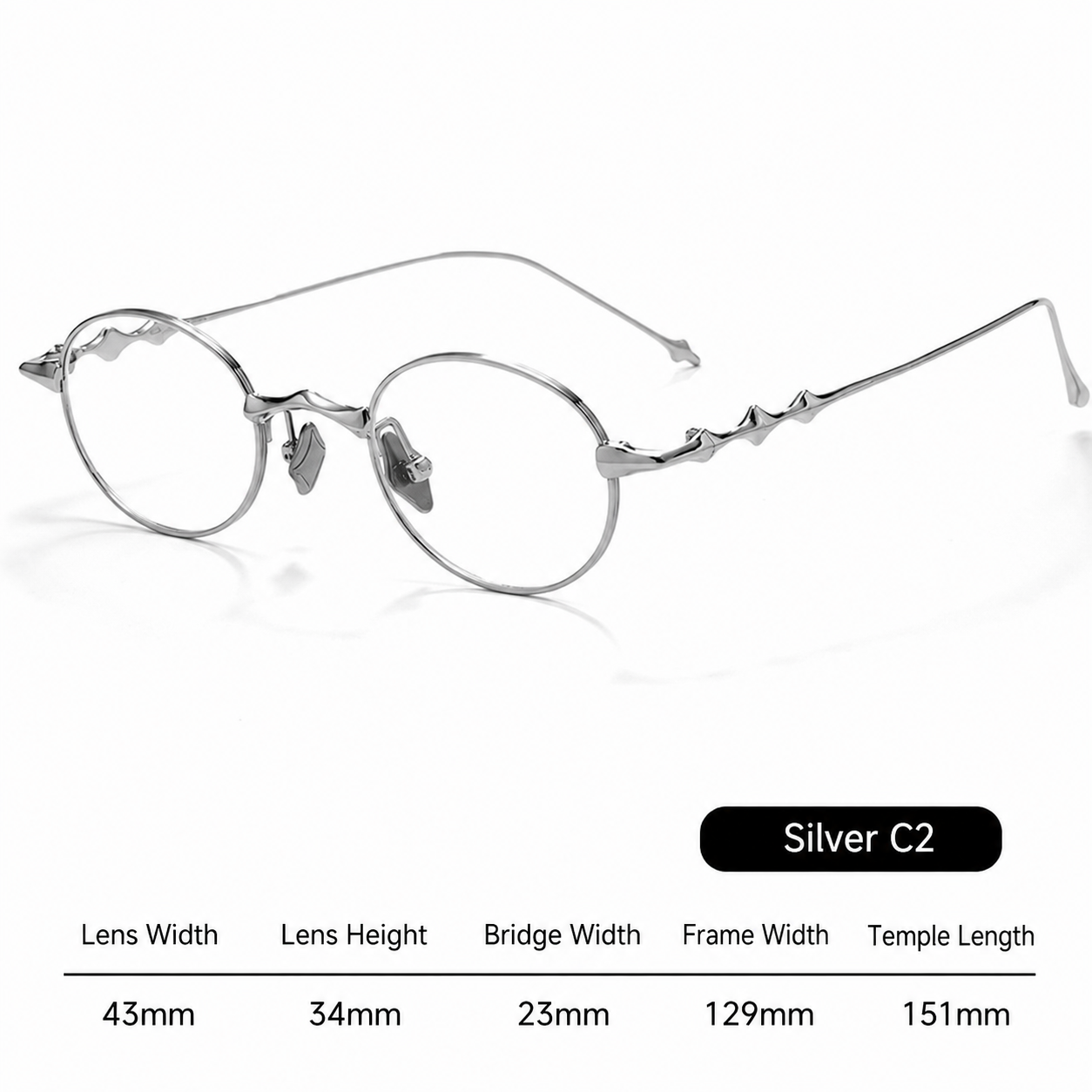 20899Y Oval Titanium & Metal Eyeglasses – 43mm Small Blue Light Glasses