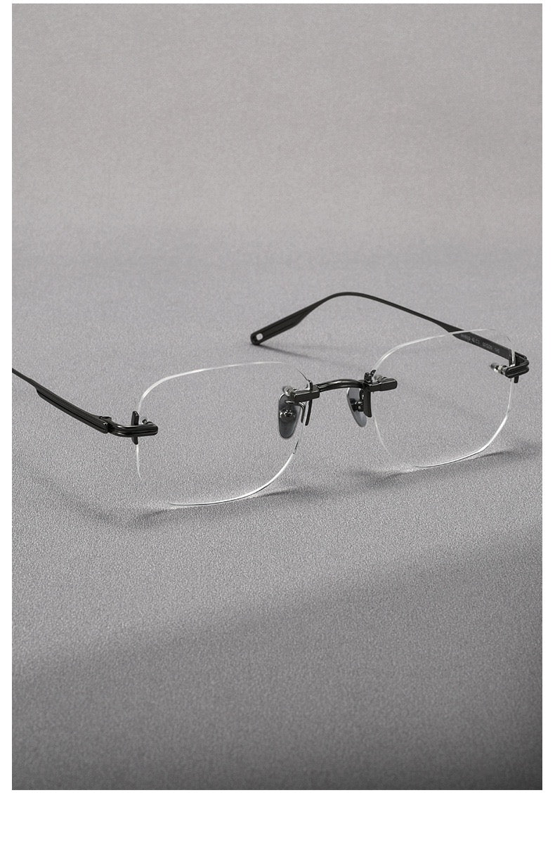 H603H Rimless Rectangle Pure Titanium Eyeglasses – Lightweight Frameless Optical Frame