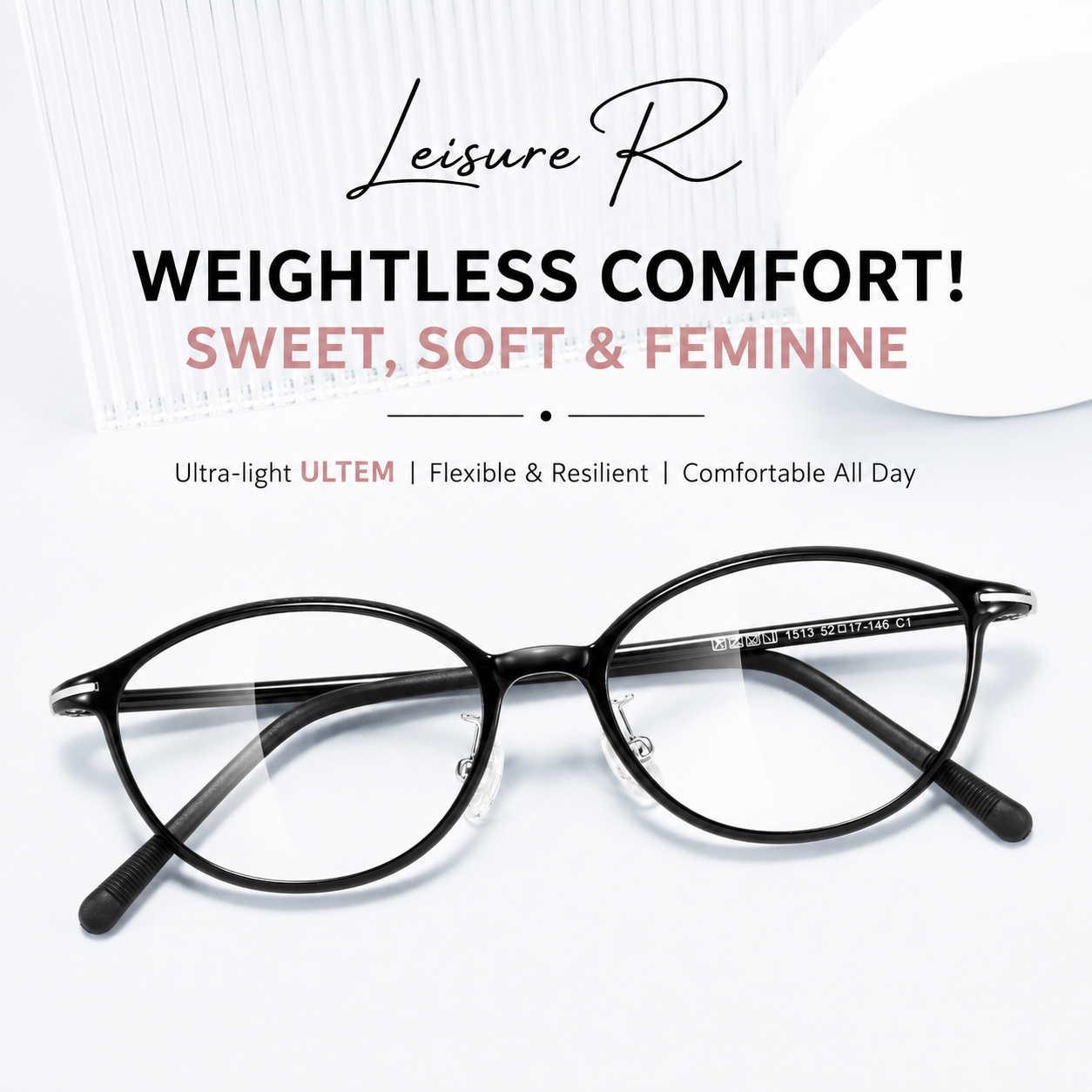 1513 Lightweight Round Eyeglasses – Flexible TR Unisex Optical Frame