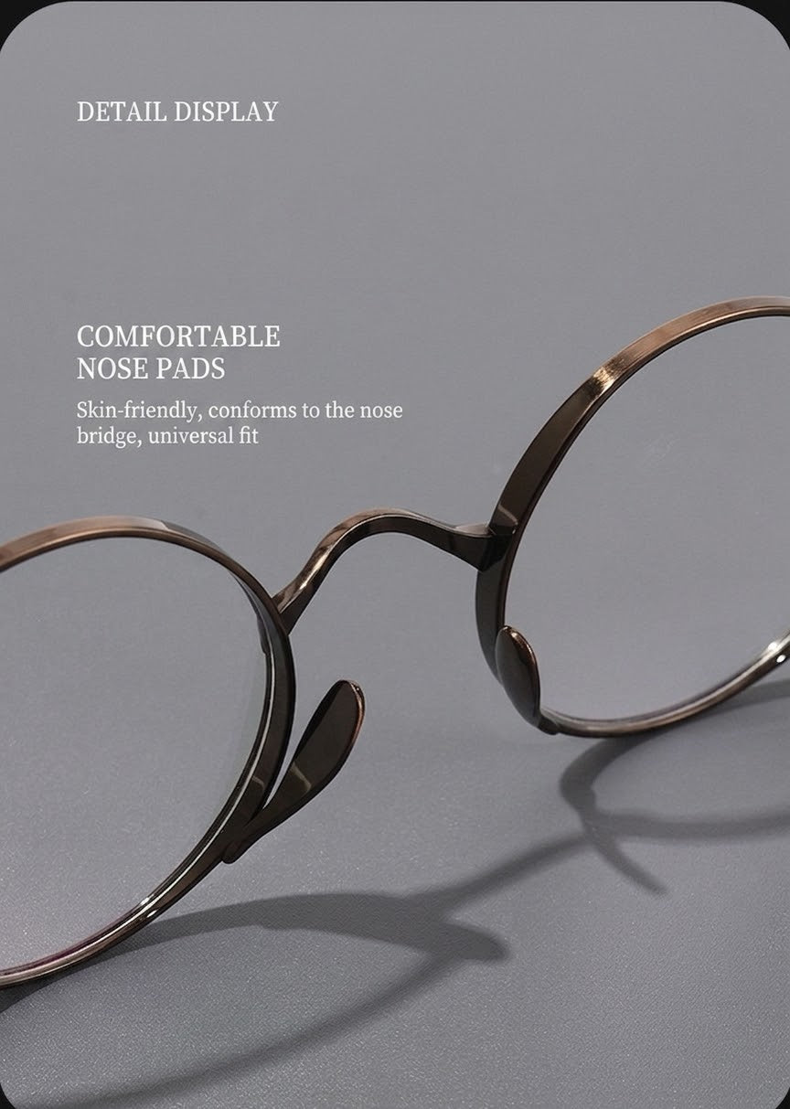 9818CK Retro Round Pure Titanium Eyeglasses