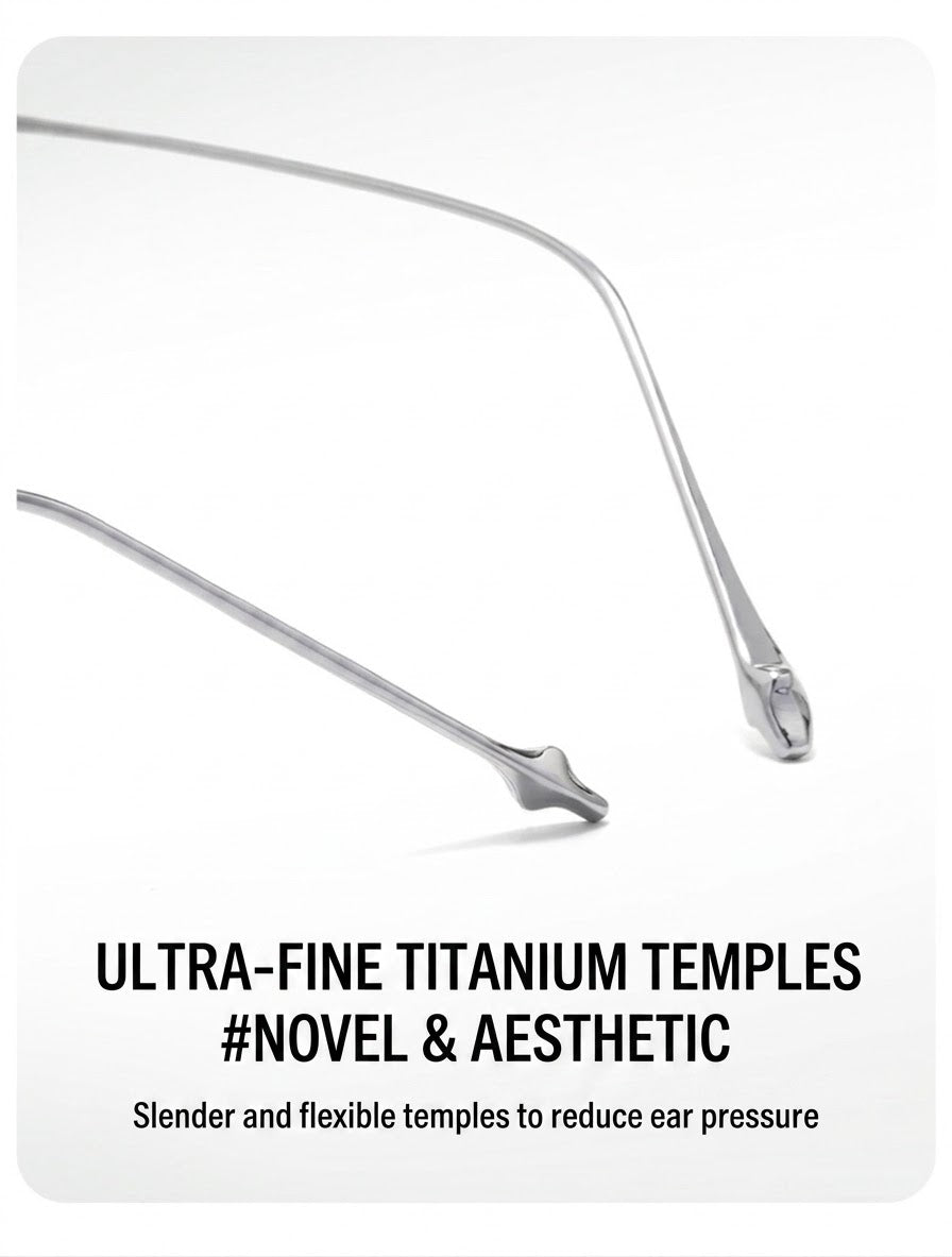 H603H Rimless Rectangle Pure Titanium Eyeglasses – Lightweight Frameless Optical Frame (Copy)