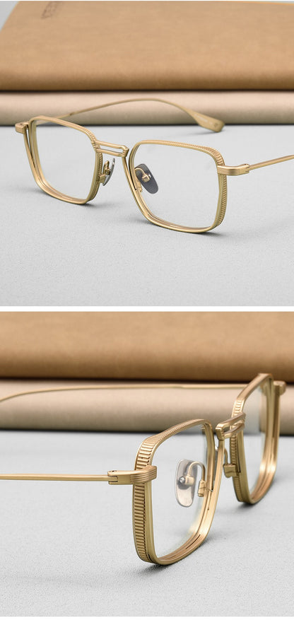DTX125S Pure Titanium Square Eyeglasses – Lightweight Vintage Metal Frame | 2 Sizes