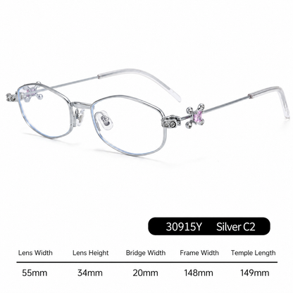30915Y Elegant Crystal Detail Eyeglasses – Lightweight Metal Frame for Women