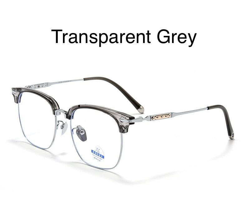 122214Y Lightweight Titanium Browline Square Blue Light Eyeglasses – Unisex