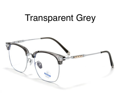 122214Y Lightweight Titanium Browline Square Blue Light Eyeglasses – Unisex