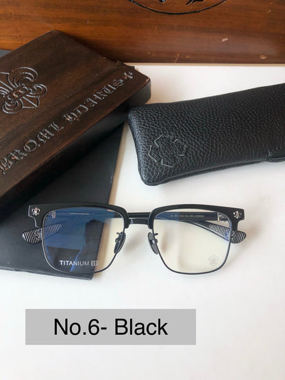 CH8084 Titanium Browline Square Optical Glasses – Unisex 54-19-150