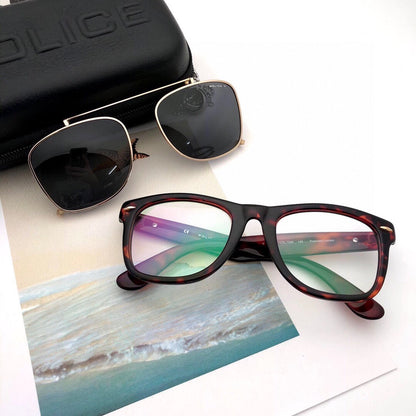 S’1931G Square Optical Frame with Polarized Clip-On Sunglasses – 53mm