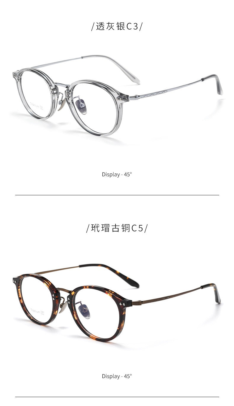 T18276Z Vintage Round Titanium Eyeglasses