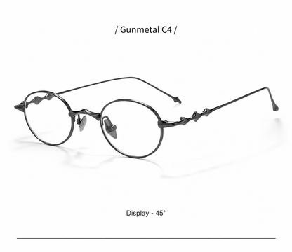 20899Y Oval Titanium & Metal Eyeglasses – 43mm Small Blue Light Glasses