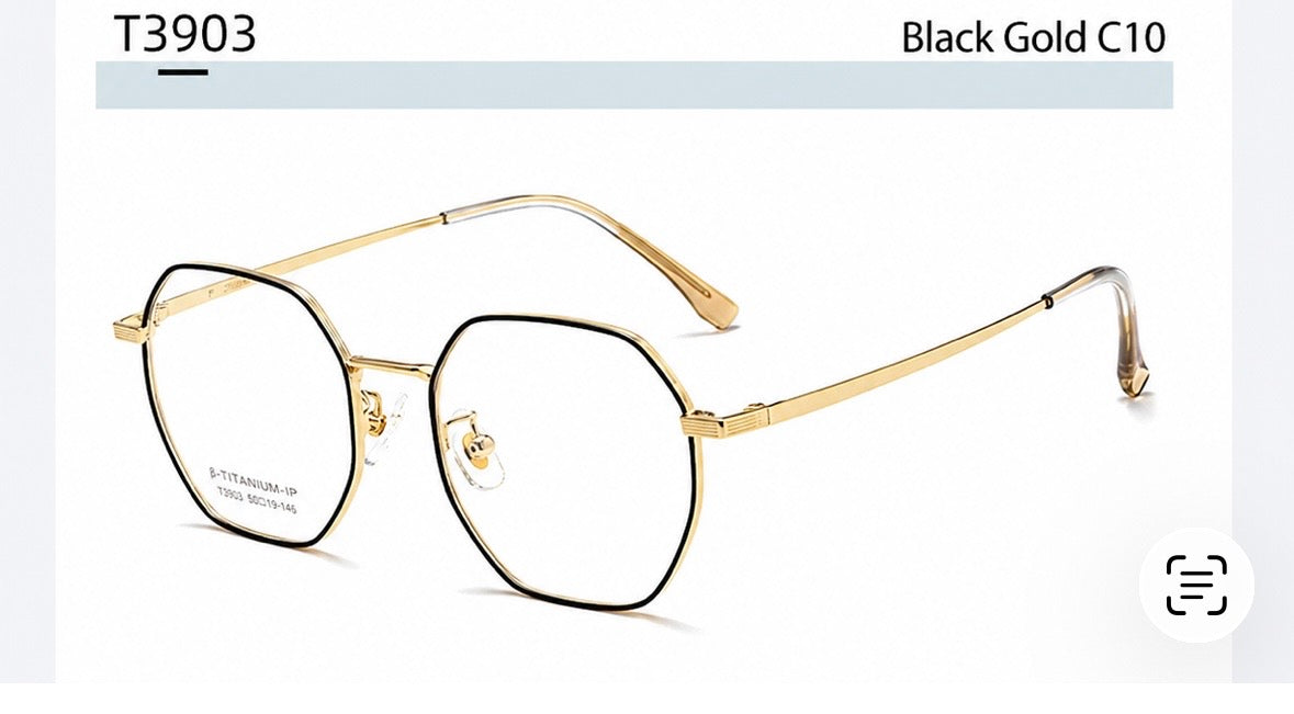 T3903 Lightweight Geometric β-Titanium Eyeglasses – 50mm