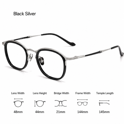 M3118 Lightweight Acetate & Titanium Round Eyeglasses