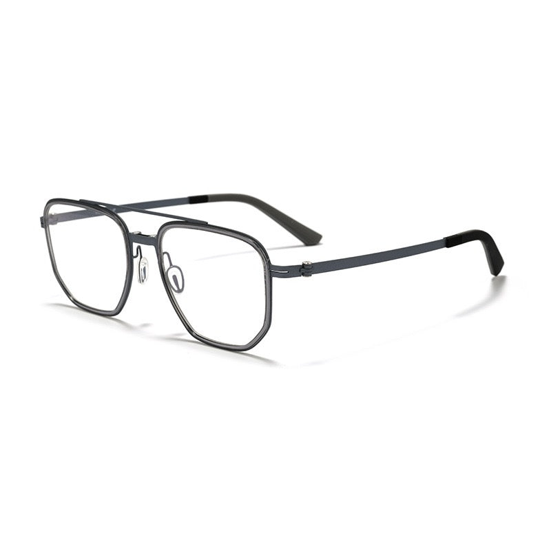 8871 Square Pure Titanium Magnetic Clip-On Prescription Eyeglasses