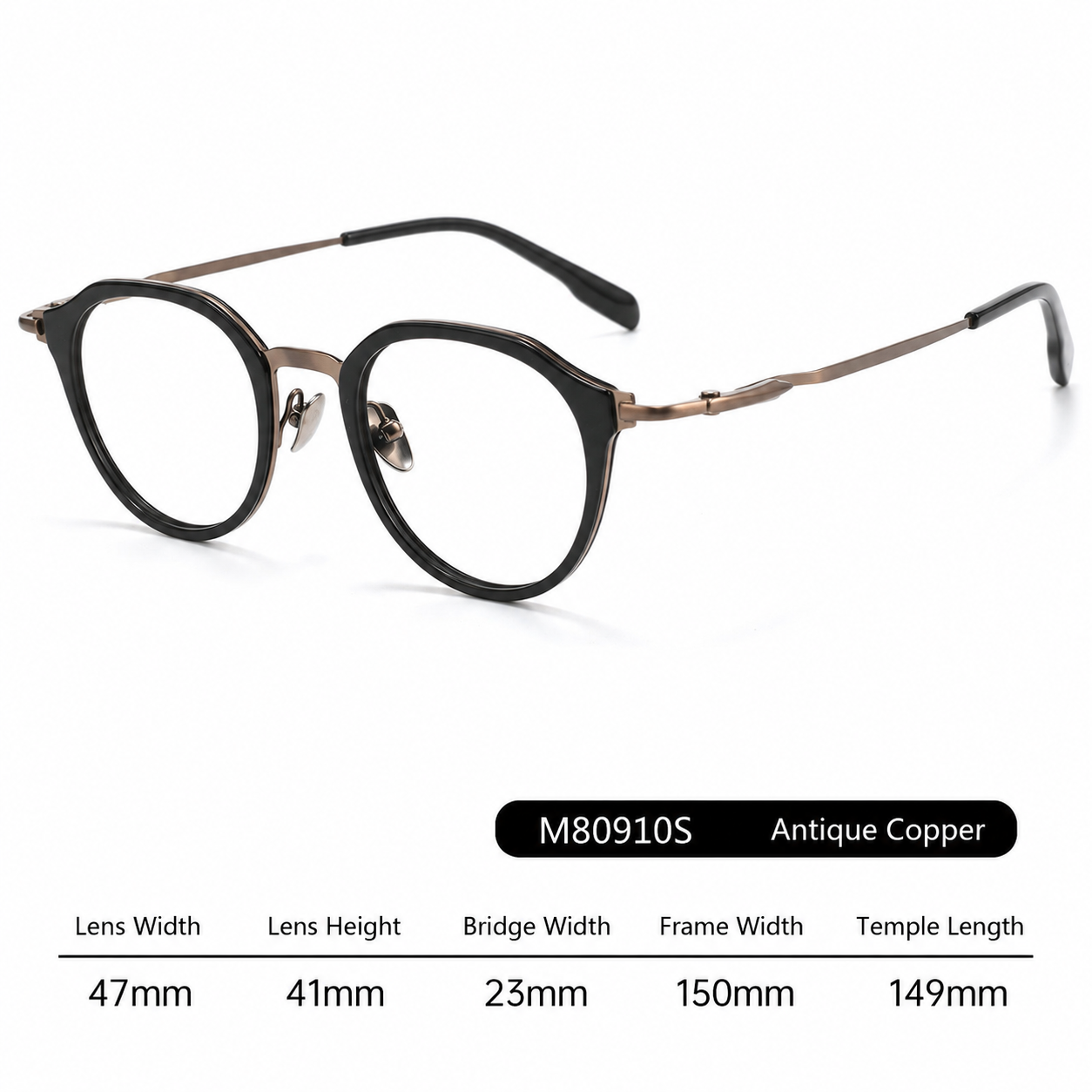 M80910S Lightweight Round Eyeglasses – TR & Titanium Combination Frame