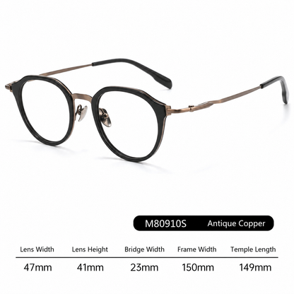 M80910S Lightweight Round Eyeglasses – TR & Titanium Combination Frame