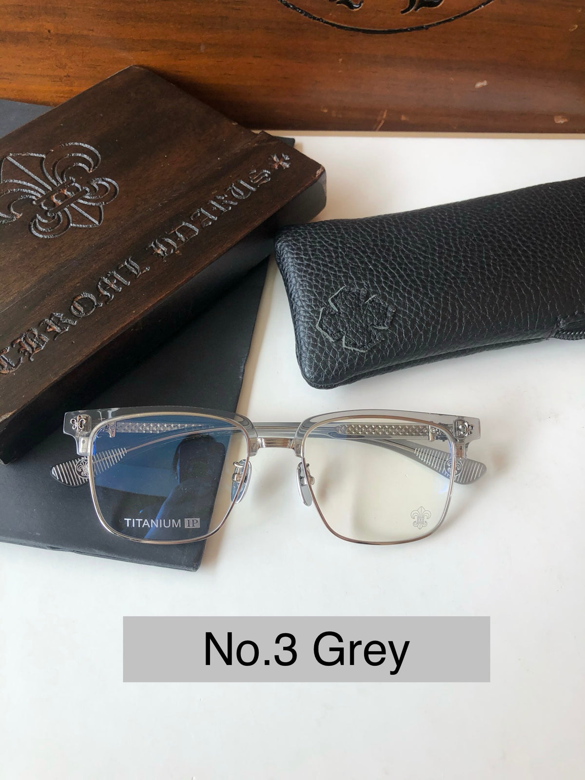 CH8084 Titanium Browline Square Optical Glasses – Unisex 54-19-150