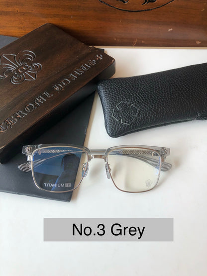 CH8084 Titanium Browline Square Optical Glasses – Unisex 54-19-150