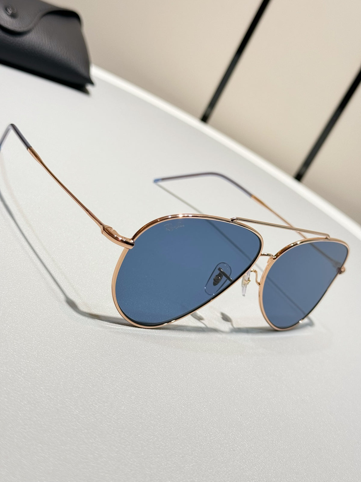 R0101S Reverse Aviator Sunglasses – Rose Gold Frame Blue Lens 62mm