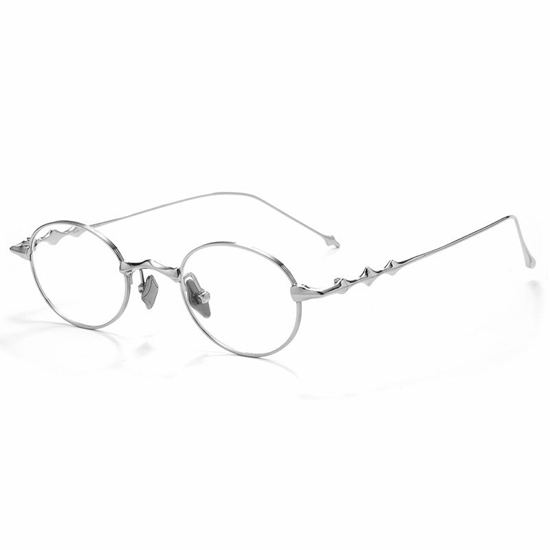 20899Y Oval Titanium & Metal Eyeglasses – 43mm Small Blue Light Glasses