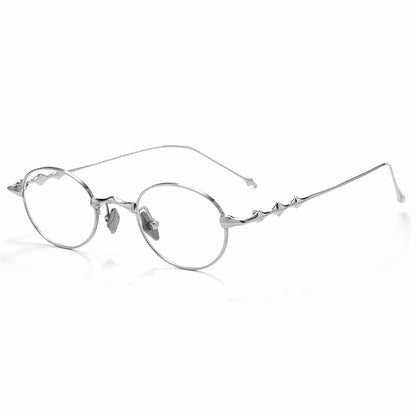 20899Y Oval Titanium & Metal Eyeglasses – 43mm Small Blue Light Glasses