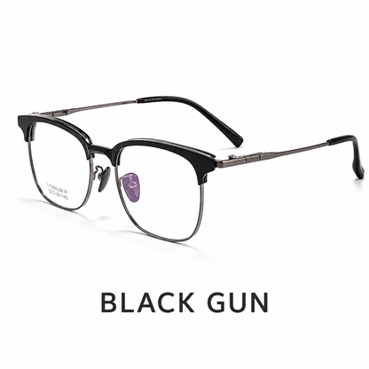 BV1110 Titanium Acetate Browline Eyeglasses – Unisex Retro Square Frame