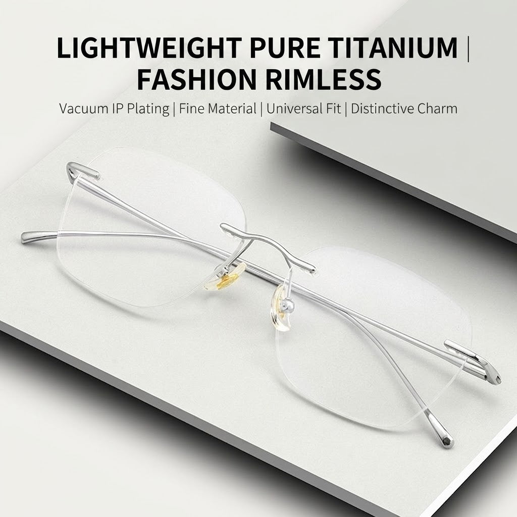 8978WK Pure Titanium Rimless Eyeglasses – 57mm Blue Light Blocking Glasses