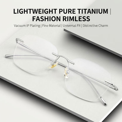 8978WK Pure Titanium Rimless Eyeglasses – 57mm Blue Light Blocking Glasses