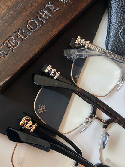 CH8084 Titanium Browline Square Optical Glasses – Unisex 54-19-150