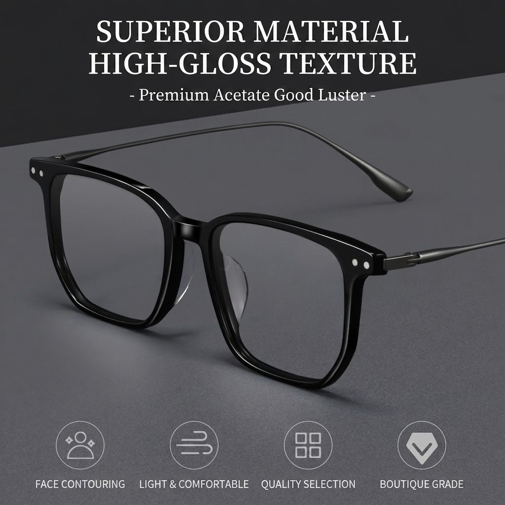 GG-F571 Lightweight Square Acetate & Titanium Eyeglasses – 52mm Unisex Optical Frame